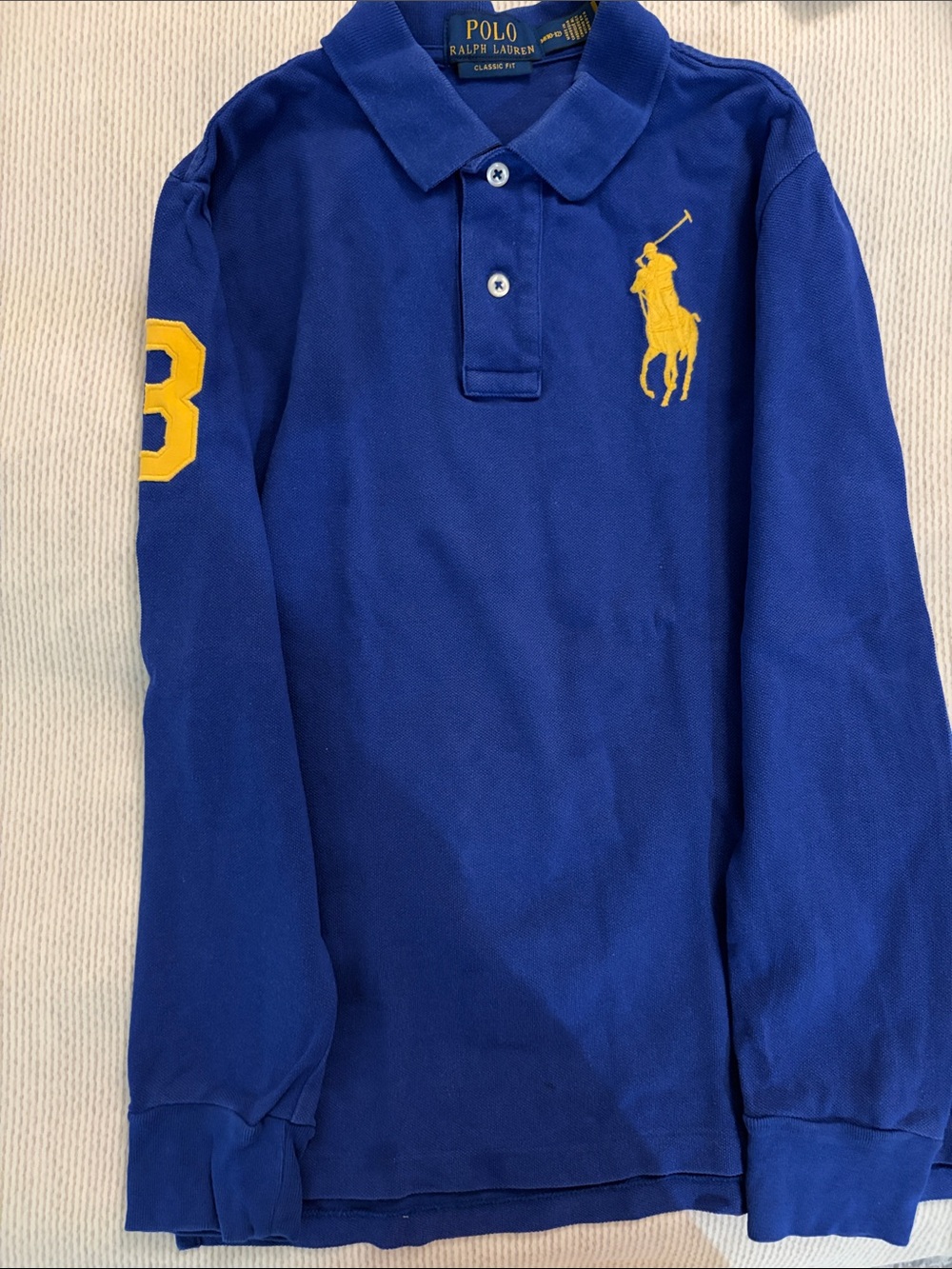Polo by Ralph Lauren Kids Long-Sleeve Polo Shirt - Blue with Yellow Logo